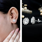 Certified Moissanite Oval Stud Earrings with Halo D-VS1 - Rosec Jewels