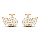 Cute Whale Gold Stud Earrings with Certified Moissanite Moissanite - ( D-VS1 ) - Color and Clarity - Rosec Jewels