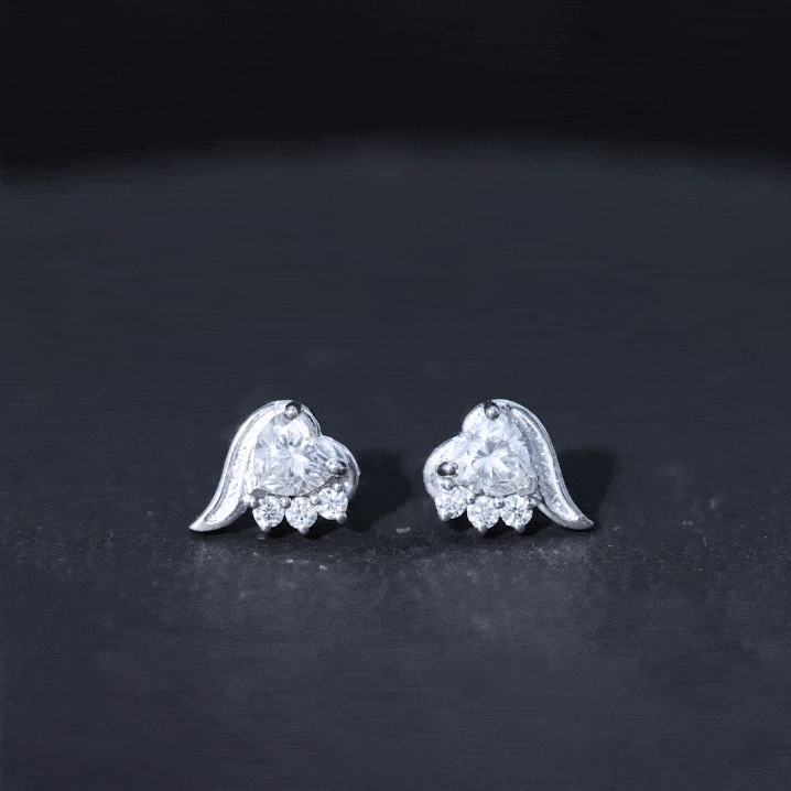1 Carat Moissanite Heart Stud Earrings in Sterling Silver D-VS1 92.5 Sterling Silver - Rosec Jewels