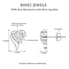 1 Carat Moissanite Heart Stud Earrings in Sterling Silver D-VS1 92.5 Sterling Silver - Rosec Jewels