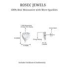 Heart Shape Moissanite Minimal Stud Earrings with Screw Back Moissanite - ( D-VS1 ) - Color and Clarity - Rosec Jewels