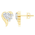 Heart Shape Moissanite Stud Earrings with Screw Back D-VS1 - Rosec Jewels
