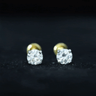 Dainty Diamond Solitaire Stud Earrings Natural - ( HI-SI ) - Rosec Jewels