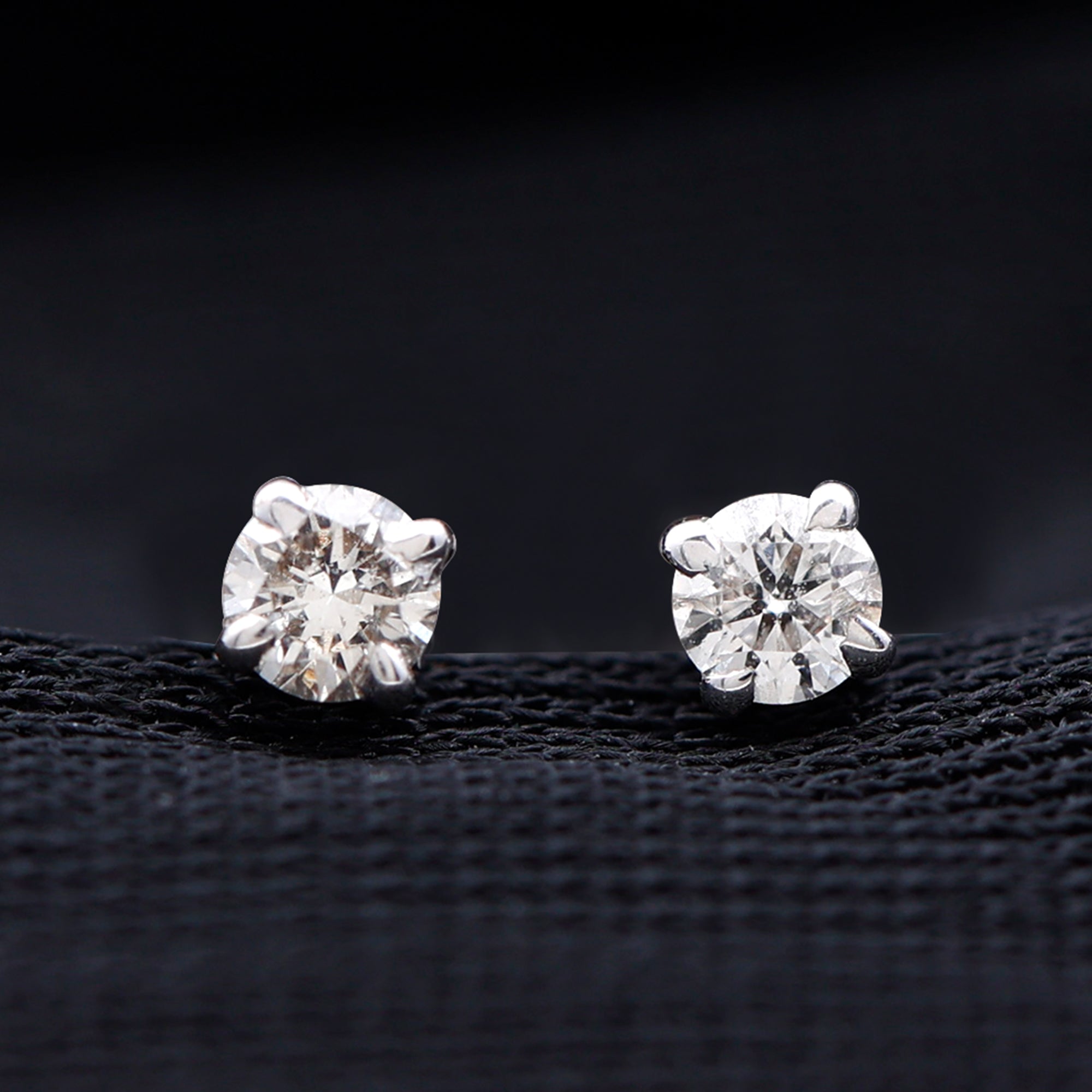 Dainty Diamond Solitaire Stud Earrings Diamond - ( HI-SI ) - Color and Clarity - Rosec Jewels