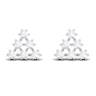 3/4 CT Round Diamond Cluster Triangle Stud Earrings in Gold Diamond - ( HI-SI ) - Color and Clarity - Rosec Jewels