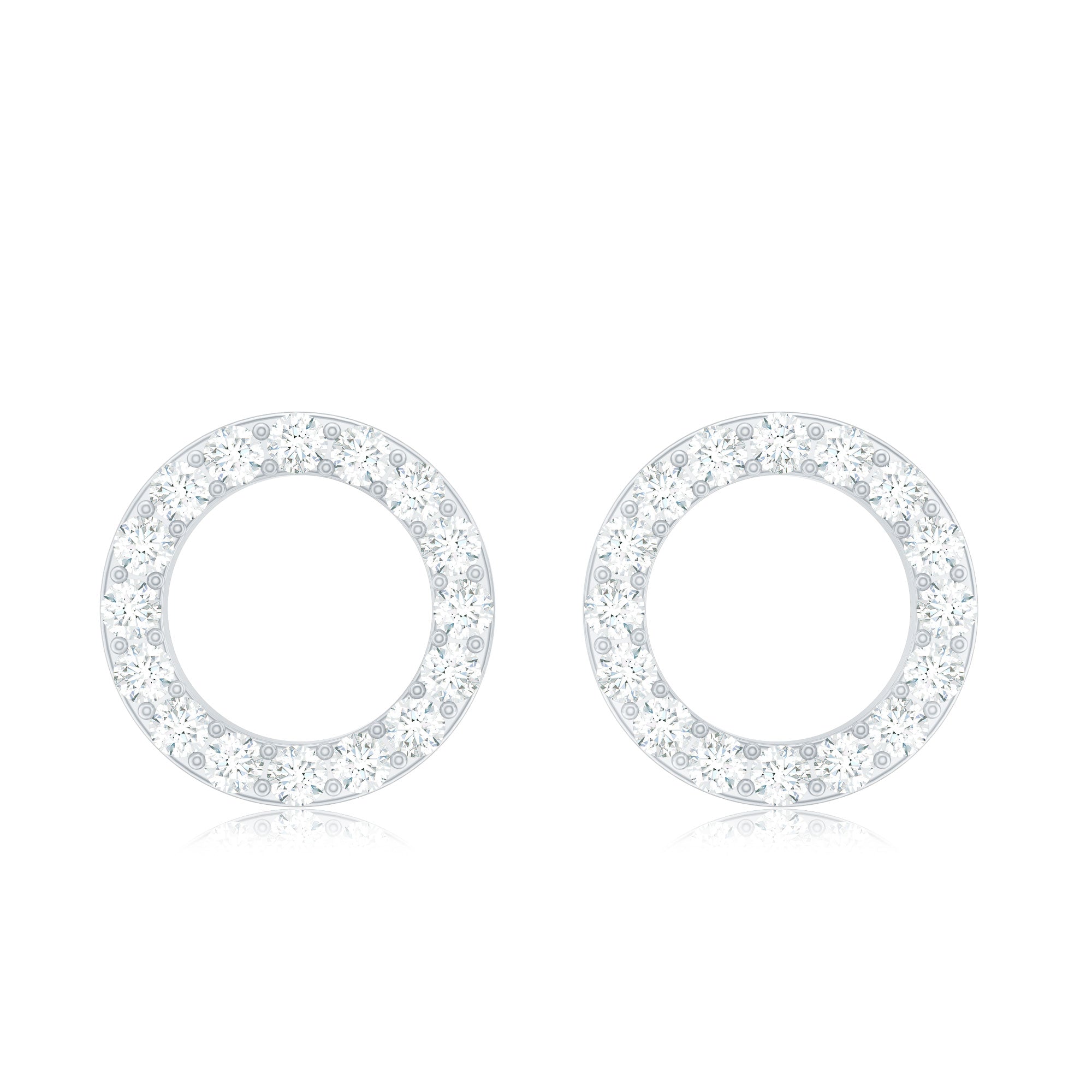 Round Cut Moissanite Eternity Stud Earrings with Screw Back D-VS1 - Rosec Jewels