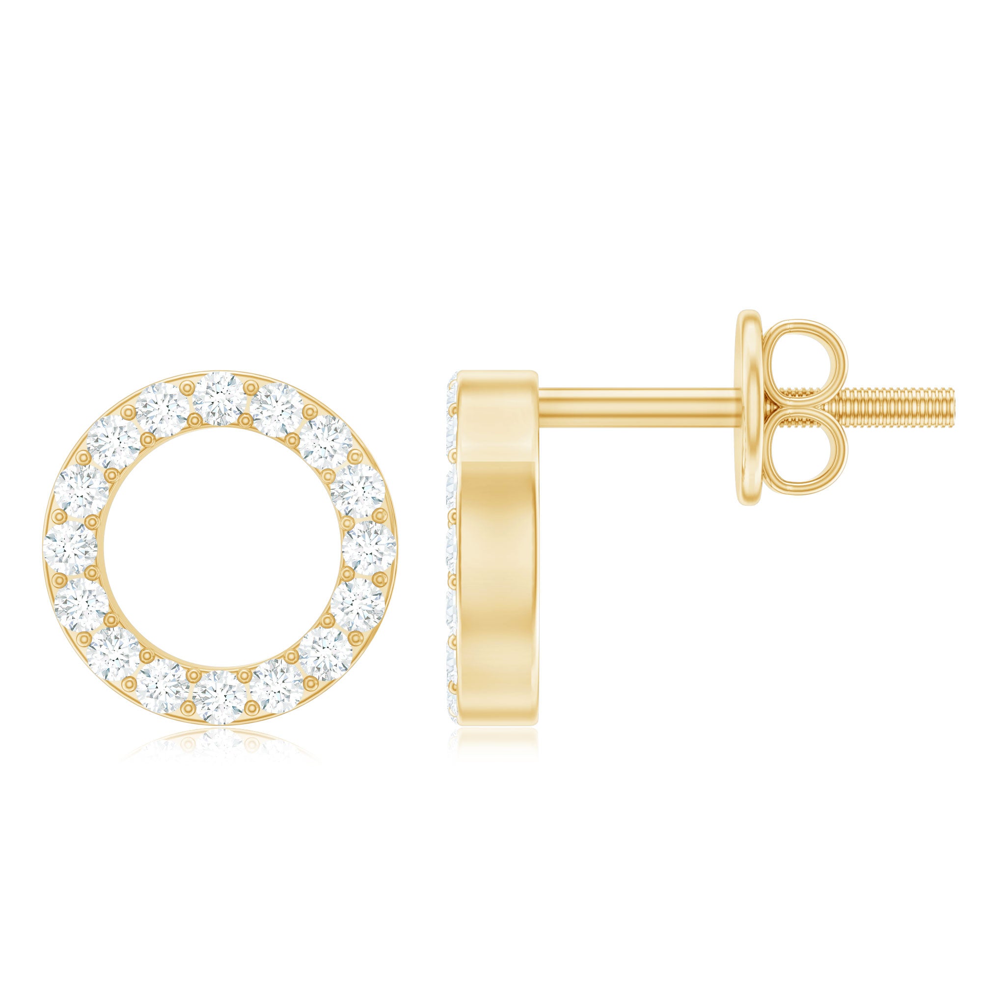 Round Cut Moissanite Eternity Stud Earrings with Screw Back D-VS1 - Rosec Jewels