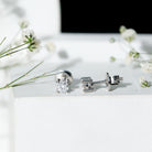 Round Moissanite Solitaire Stud Earrings in Prong Setting D-VS1 - Rosec Jewels