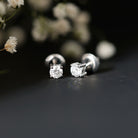 Round Moissanite Solitaire Stud Earrings in Prong Setting D-VS1 - Rosec Jewels