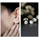 Round Moissanite Solitaire Stud Earrings in Prong Setting D-VS1 - Rosec Jewels
