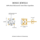 Round Moissanite Solitaire Stud Earrings in Prong Setting D-VS1 - Rosec Jewels