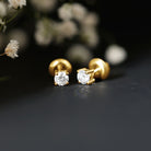 Round Moissanite Solitaire Stud Earrings in Prong Setting D-VS1 - Rosec Jewels