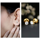 Round Moissanite Solitaire Stud Earrings in Prong Setting D-VS1 - Rosec Jewels