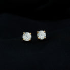 Round Moissanite Minimal Solitaire Stud Earrings in Prong Setting Moissanite - ( D-VS1 ) - Color and Clarity - Rosec Jewels
