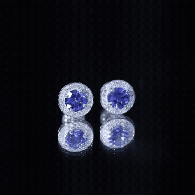 Natural 1.89 Carat Tanzanite and Diamond Stud Earrings For Women AAA 92.5 Sterling Silver - Rosec Jewels
