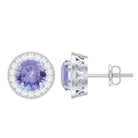 Rosec Jewels-Natural Tanzanite and Diamond Stud Earrings with Screw Back