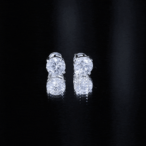 4 Carat Round Cubic Zirconia Stud Earrings in Silver AAAAA 92.5 Sterling Silver - Rosec Jewels
