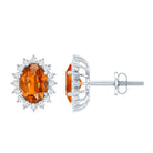Sterling Silver Lab Created 2 Carat Orange Sapphire Stud Earrings For Women AAAA 92.5 Sterling Silver - Rosec Jewels