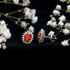 Sterling Silver Lab Created 2 Carat Orange Sapphire Stud Earrings For Women AAAA 92.5 Sterling Silver - Rosec Jewels
