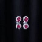 2 Carat Oval Cut Lab Grown Ruby Halo Stud Earrings in Silver AAAA 92.5 Sterling Silver - Rosec Jewels