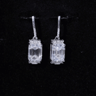 3.5 Carat Emerald Cut Moissanite Drop Earrings for Women in Silver D-VS1 92.5 Sterling Silver - Rosec Jewels
