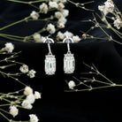 3.5 Carat Emerald Cut Moissanite Drop Earrings for Women in Silver D-VS1 92.5 Sterling Silver - Rosec Jewels