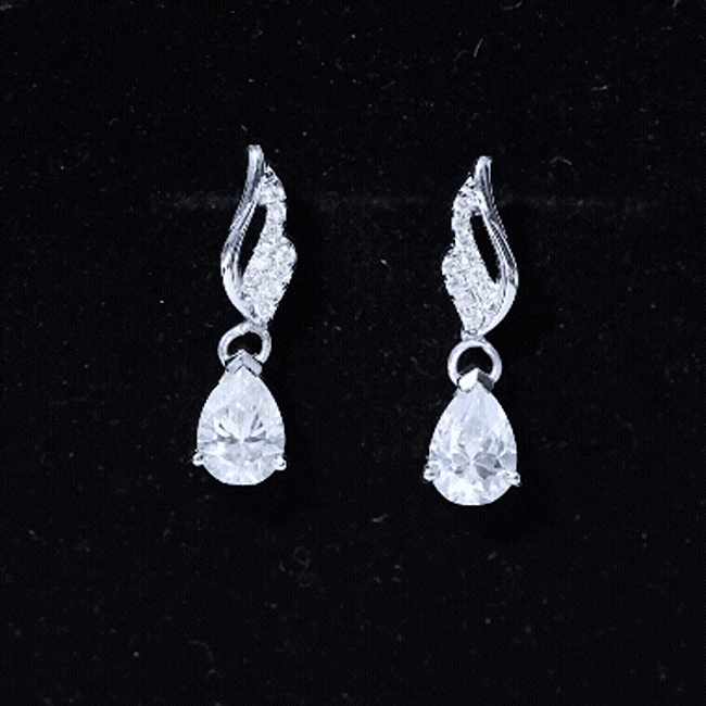Certified 2.6 Carat Moissanite Teardrop Earrings for Wedding D-VS1 92.5 Sterling Silver - Rosec Jewels