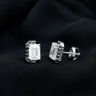 Certified 3.4 Carat Moissanite Stud Earrings with Lab Grown Black Diamond D-VS1 92.5 Sterling Silver - Rosec Jewels
