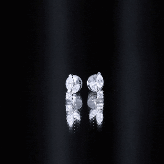 Certified Moissanite Playboy Stud Earrings in 14K Gold Plated Silver D-VS1 92.5 Sterling Silver - Rosec Jewels