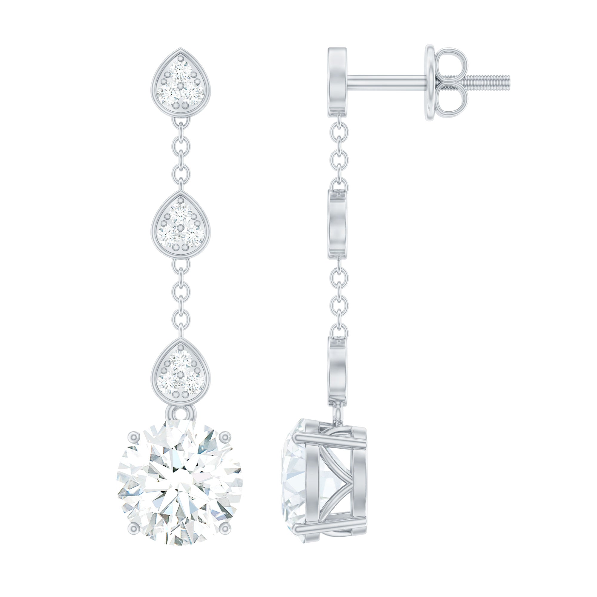 Certified Moissanite Dangling Earrings in Silver