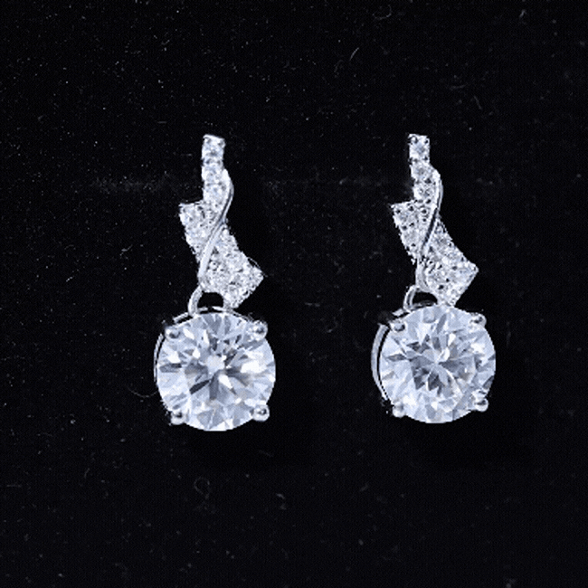 4.2 CT Certified Moissanite Designer Drop Earrings in Silver D-VS1 92.5 Sterling Silver - Rosec Jewels