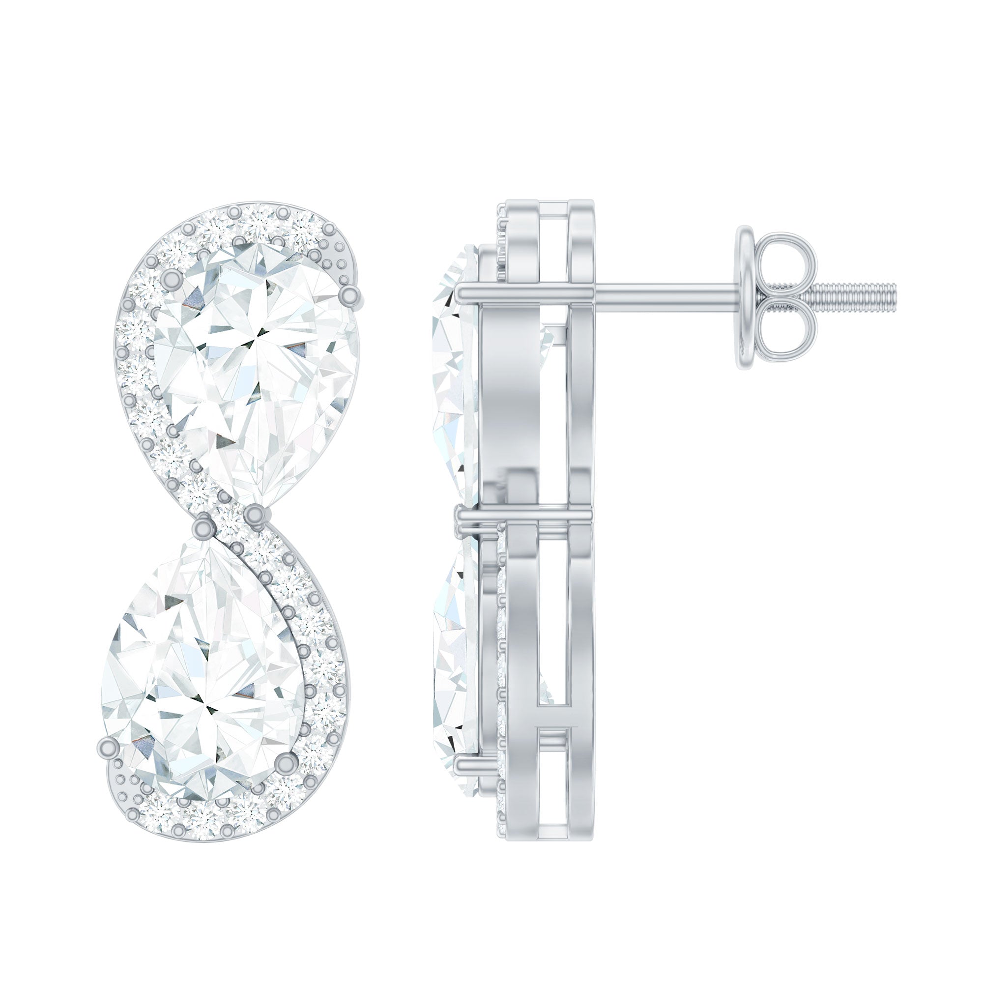 Designer Moissanite Infinity Stud Earrings with Screw Back