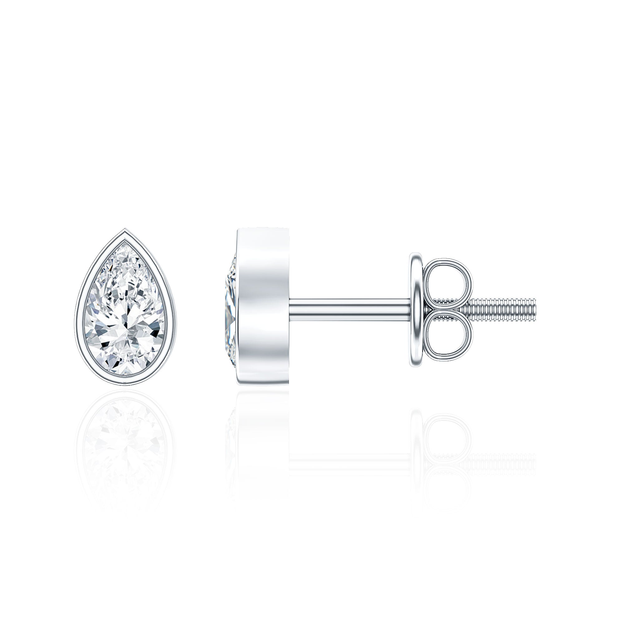 Bezel Set Diamond Tiny Stud Earrings Lab - ( EF-VS ) - Rosec Jewels
