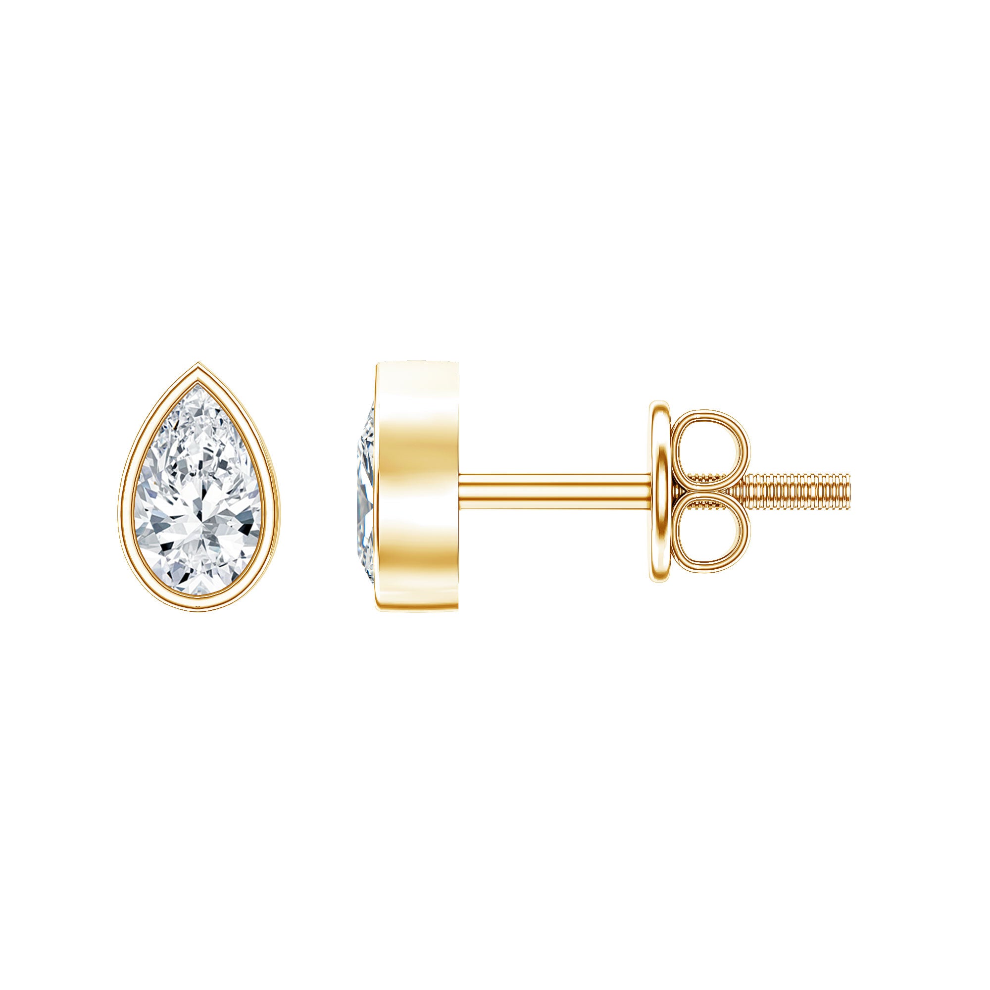 Bezel Set Diamond Tiny Stud Earrings Lab - ( EF-VS ) - Rosec Jewels