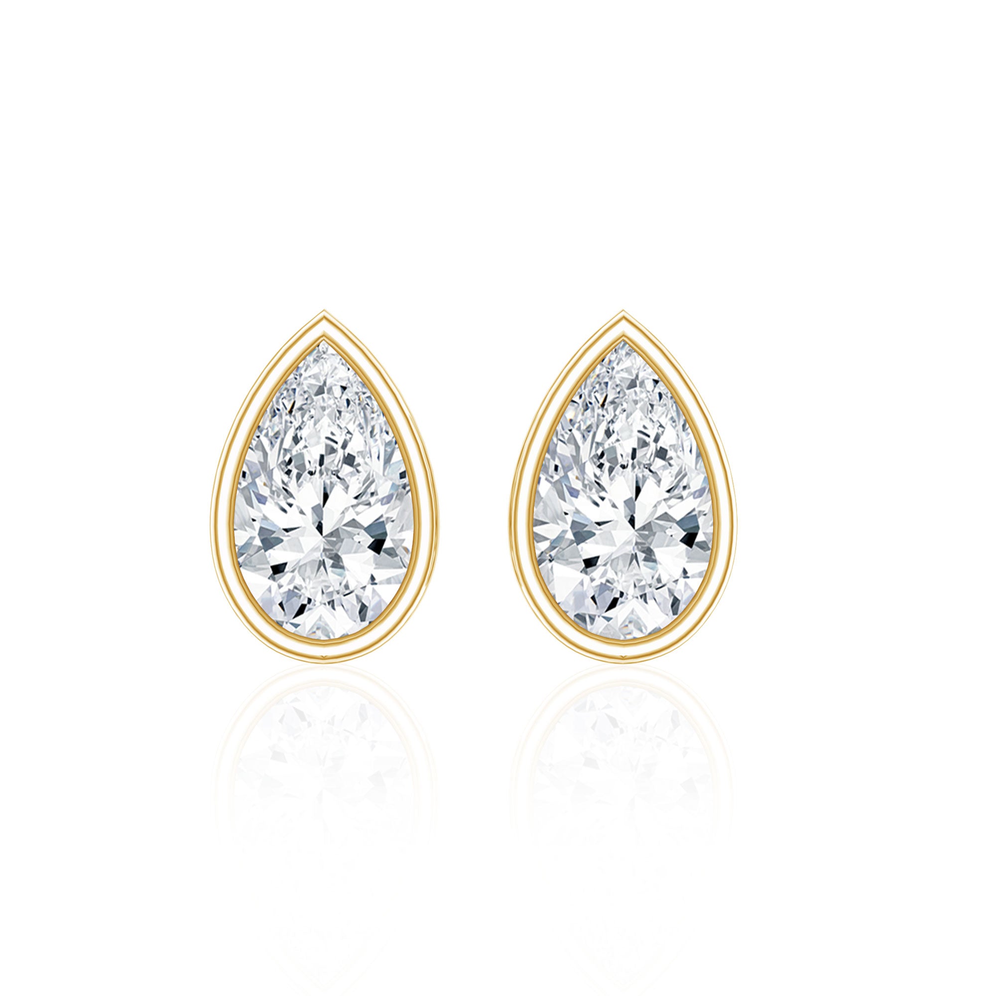Bezel Set Diamond Tiny Stud Earrings Lab - ( EF-VS ) - Rosec Jewels