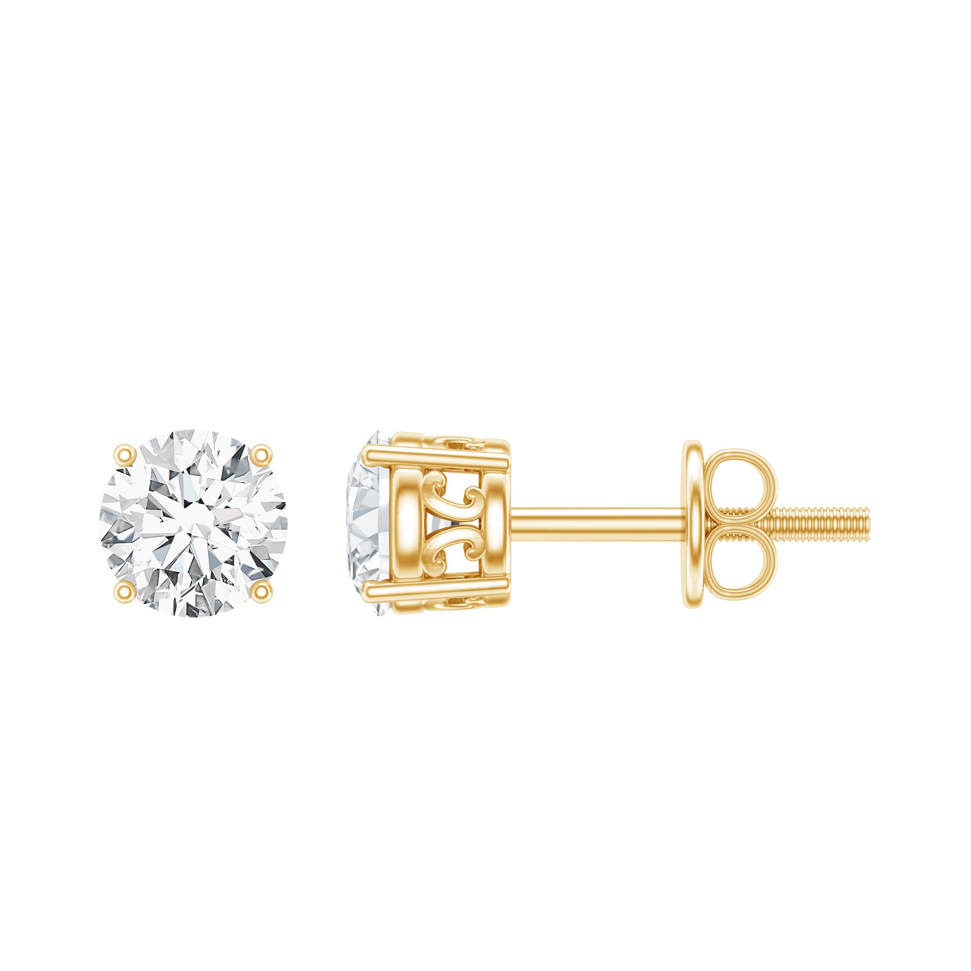 Brilliant Cut Diamond Solitaire Stud Earrings in Prong Setting Lab - ( EF-VS ) - Rosec Jewels