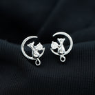 Rosec Jewels-Cat Moon Stud Earrings for Women with Diamond