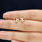 Rosec Jewels-Cat Moon Stud Earrings for Women with Diamond