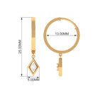 Rosec Jewels-Diamond Drop Hoop Earrings in Geometric Design