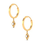 Rosec Jewels-Diamond Drop Hoop Earrings in Geometric Design