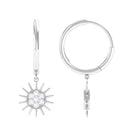 Rosec Jewels-1/2 CT Sunburst Dangle Earrings with Diamond Cluster