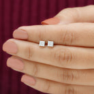 Rosec Jewels-Prong Set Princess Cut Solitaire Diamond Stud Earrings
