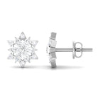Rosec Jewels-Flower Stud Earrings with Marquise and Round Diamond