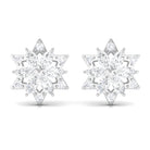 Rosec Jewels-Flower Stud Earrings with Marquise and Round Diamond