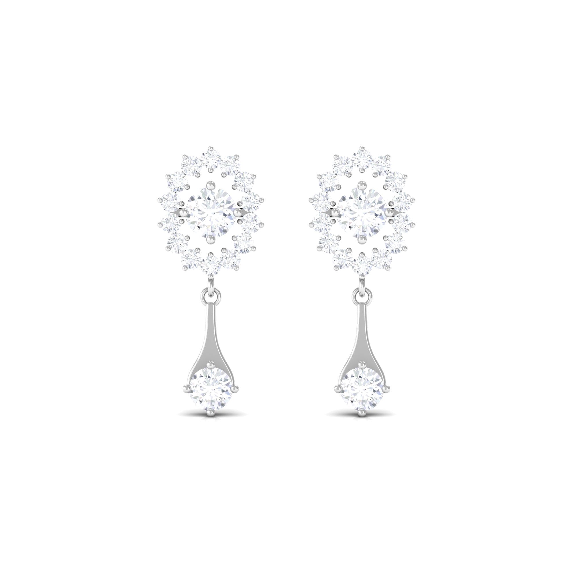 Rosec Jewels-1 CT Certified Diamond Gold Drop Dangle Earrings