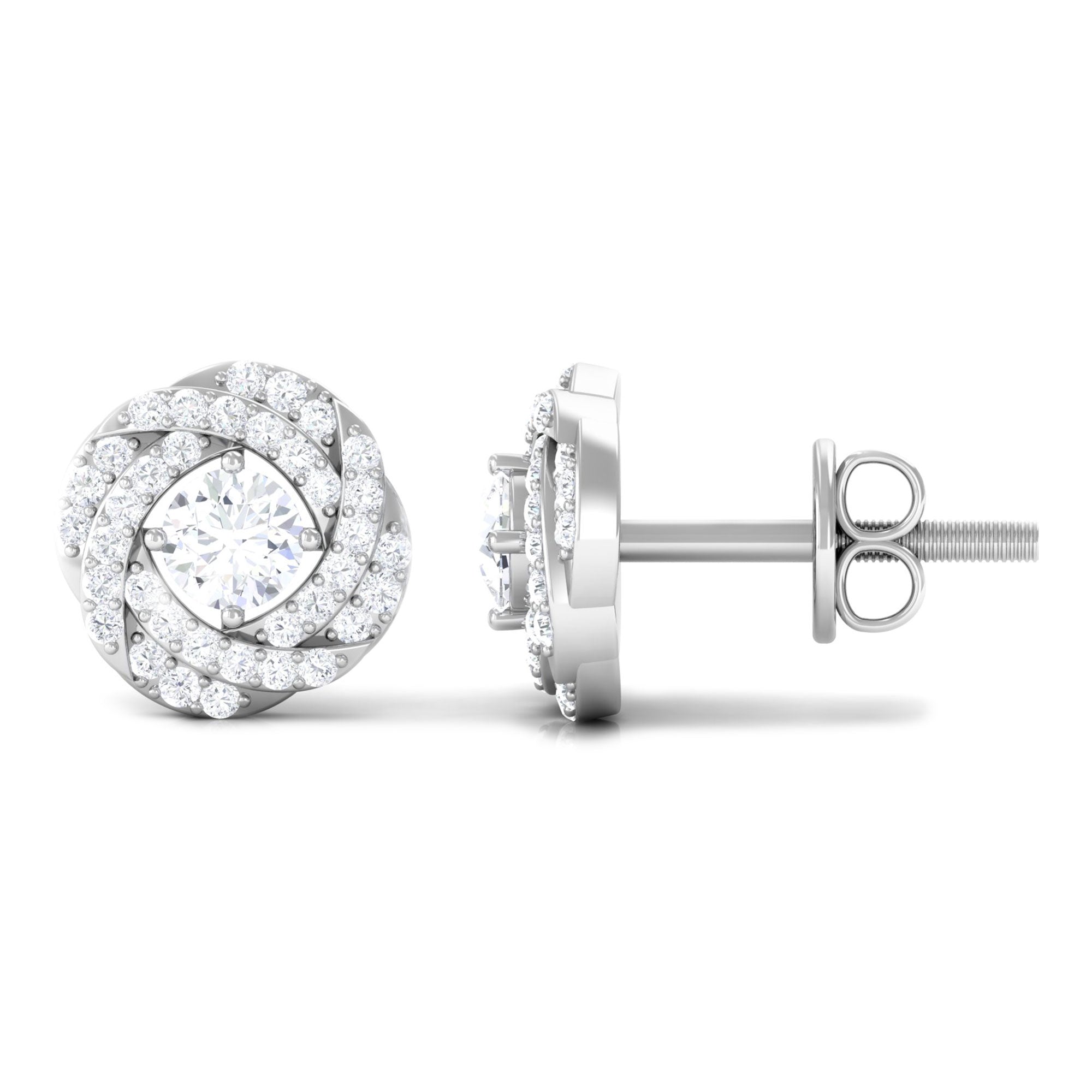 Rosec Jewels-1/2 CT Classic Diamond Swirl Stud Earrings