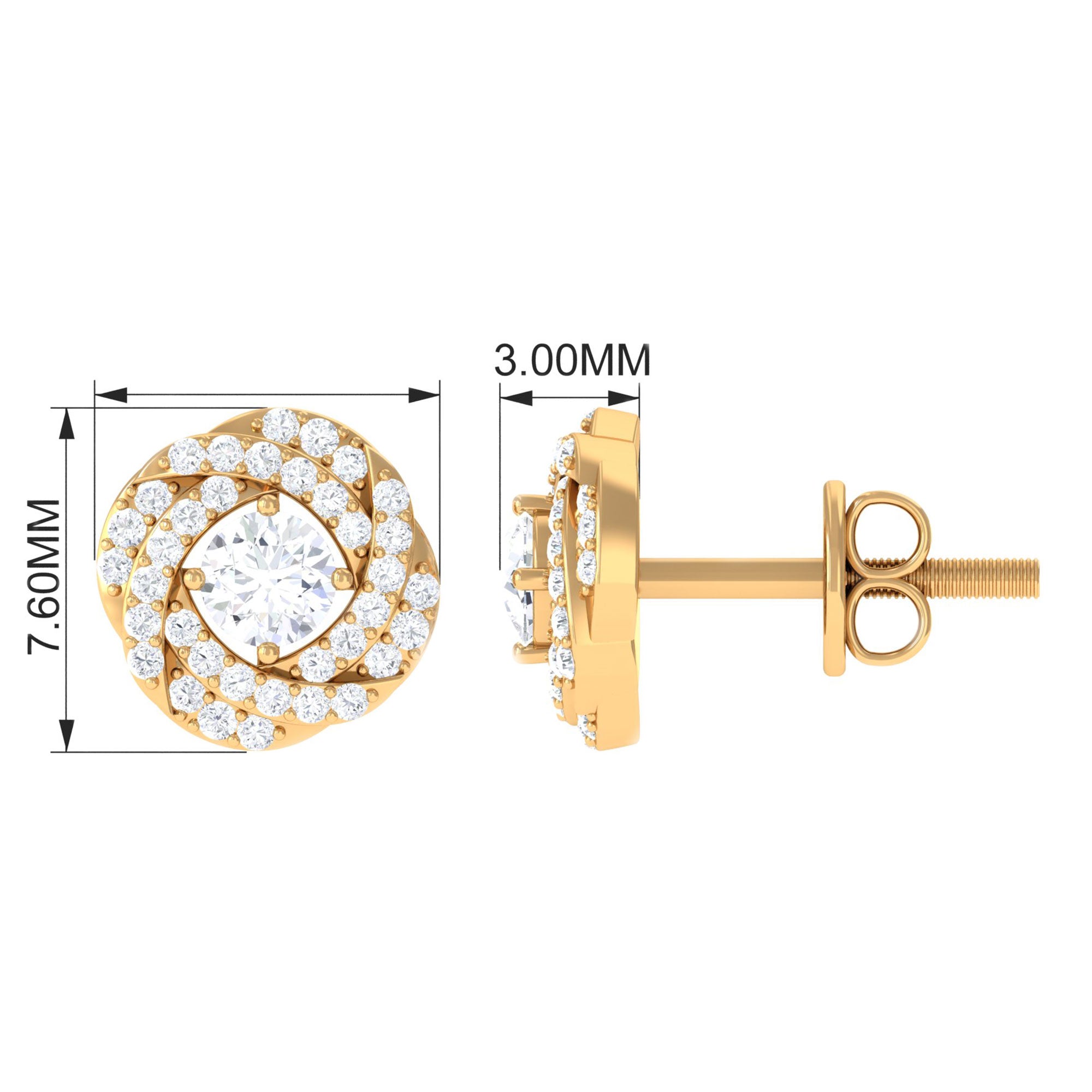 Rosec Jewels-1/2 CT Classic Diamond Swirl Stud Earrings