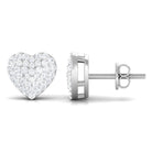 Rosec Jewels-Pave Set Round Diamond Heart Stud Earrings