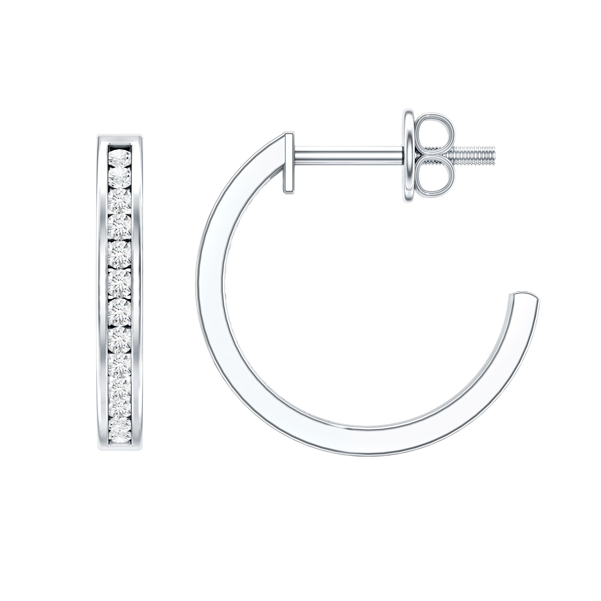Diamond Hinged Hoop Earrings in Channel Setting