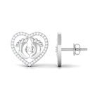 Rosec Jewels-Diamond Heart Stud Earrings with Gold Baby Feet